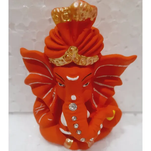 Orange_Lightweight_Religious_Polystone_Ganesh_Statue_|_7_X_5_X_9_Cm