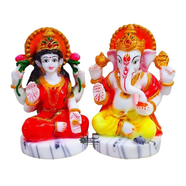 Multicolor_Premium_Laxmi_Ganesh_Marble_Statue_|_14_X_6_X_12_Cm