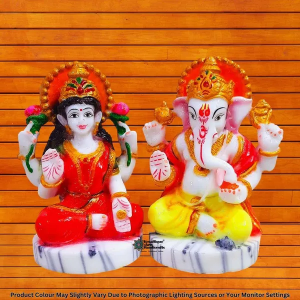 Multicolor_Premium_Laxmi_Ganesh_Marble_Statue_|_14_X_6_X_12_Cm