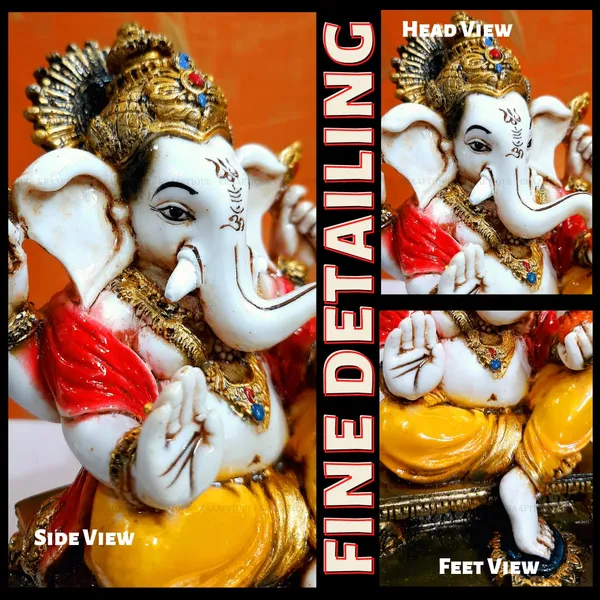 Multicolor_Waterproof_Marble_Chowki_Ganesh_Statue_|_16_X_13_X_18_Cm