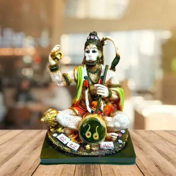 Multicolor_Waterproof_Handcrafted_Marble_Hanuman_Statue_|_16_X_13_X_21_Cm