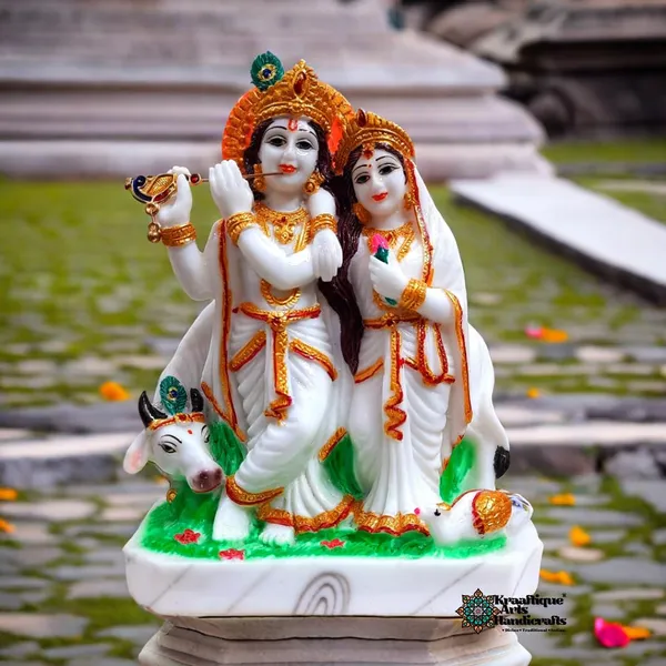 White_Gold_Handmade_Lightweight_Marble_Radha_Krishna_Statue_|_4_X_10_X_19_Cm
