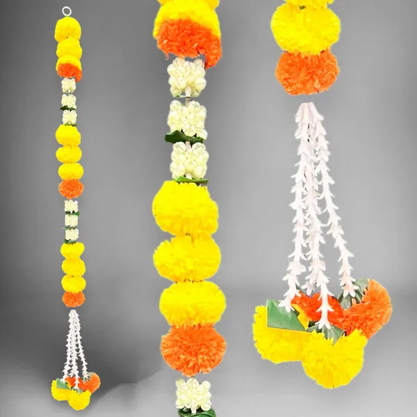 Yellow_&_Mango_Artificial_Marigold_Garland_Pack_Of_4