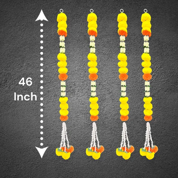 Yellow_&_Mango_Artificial_Marigold_Garland_Pack_Of_4