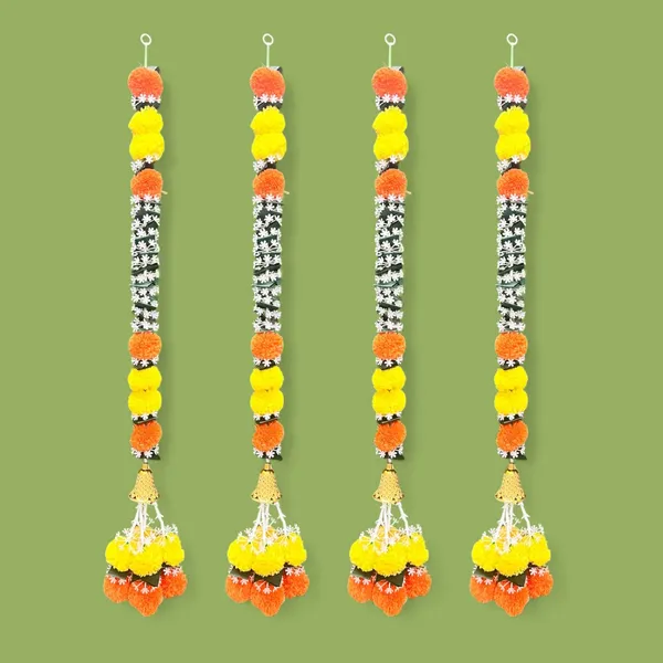Yellow_&_Mango_Artificial_Marigold_Garland_Pack_Of_4