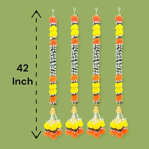Yellow_&_Mango_Artificial_Marigold_Garland_Pack_Of_4