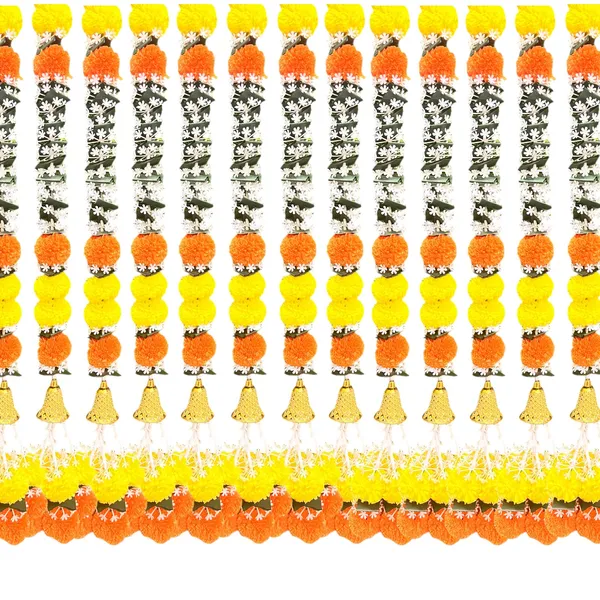 Yellow_&_Mango_Artificial_Marigold_Garland_Pack_Of_4