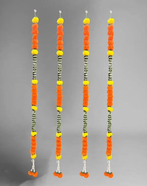 Yellow_&_Mango_Artificial_Marigold_Garland_Pack_Of_4
