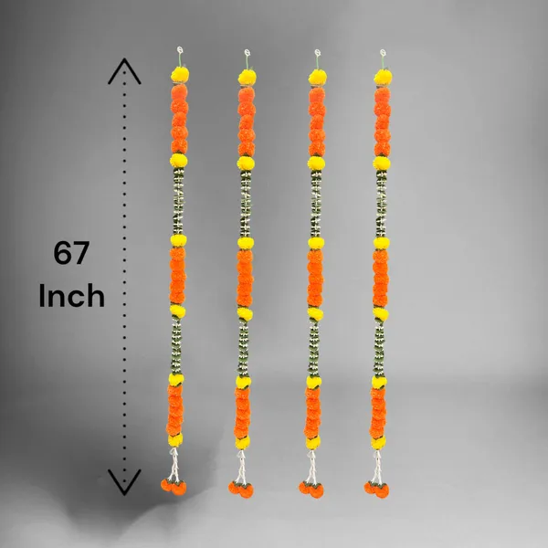 Yellow_&_Mango_Artificial_Marigold_Garland_Pack_Of_4