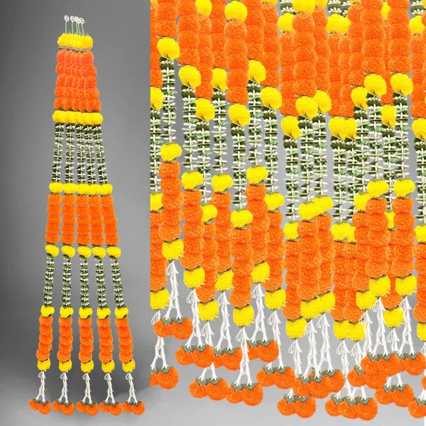 Yellow_&_Mango_Artificial_Marigold_Garland_Pack_Of_4