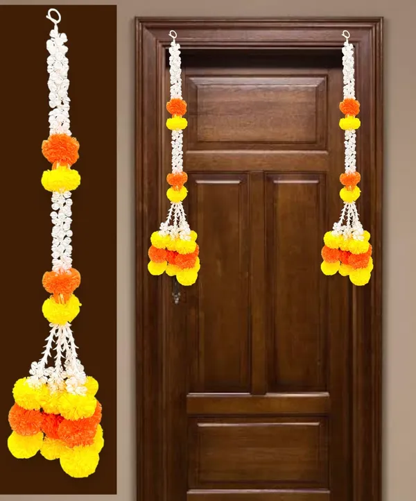 Yellow_&_Mango_Artificial_Marigold_Garland_Pack_Of_2