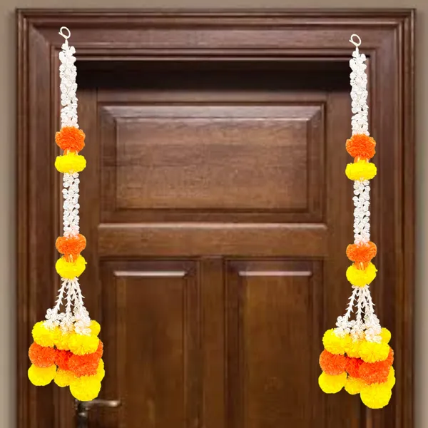 Yellow_&_Mango_Artificial_Marigold_Garland_Pack_Of_2