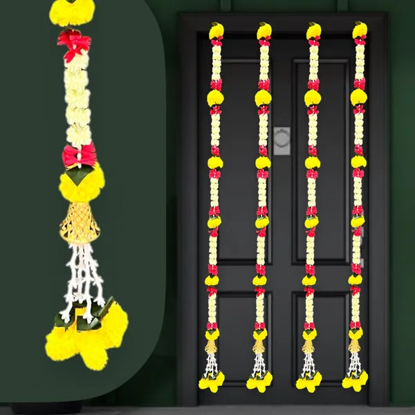 Yellow_&_Red_Artificial_Marigold_Garland_Pack_Of_4