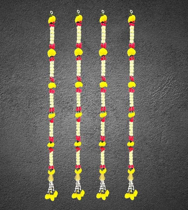 Yellow_&_Red_Artificial_Marigold_Garland_Pack_Of_4