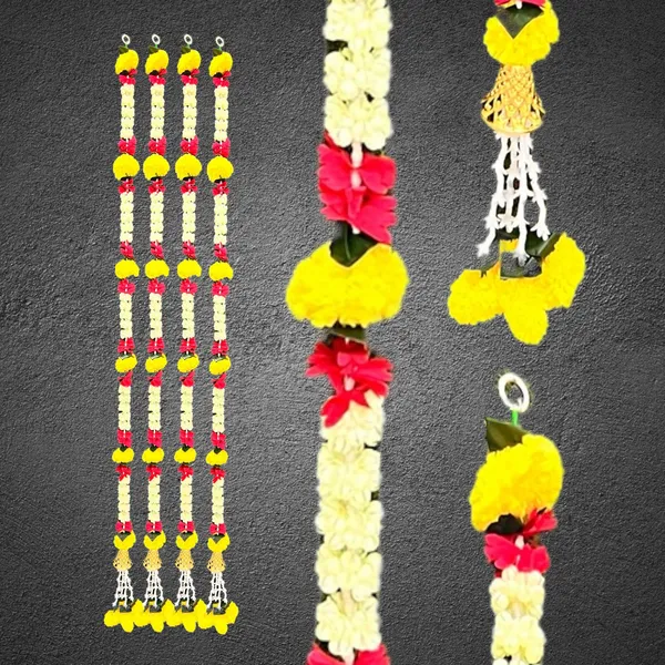 Yellow_&_Red_Artificial_Marigold_Garland_Pack_Of_4