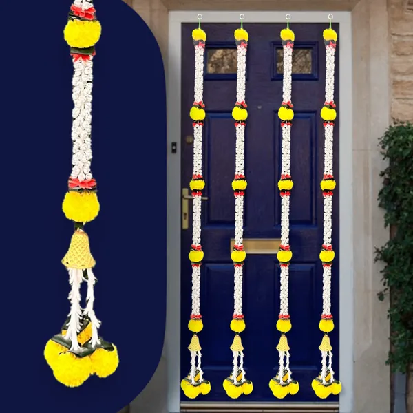 Yellow_&_Red_Artificial_Marigold_Garland_Pack_Of_4