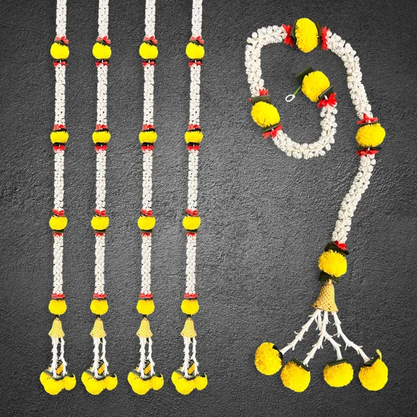 Yellow_&_Red_Artificial_Marigold_Garland_Pack_Of_4