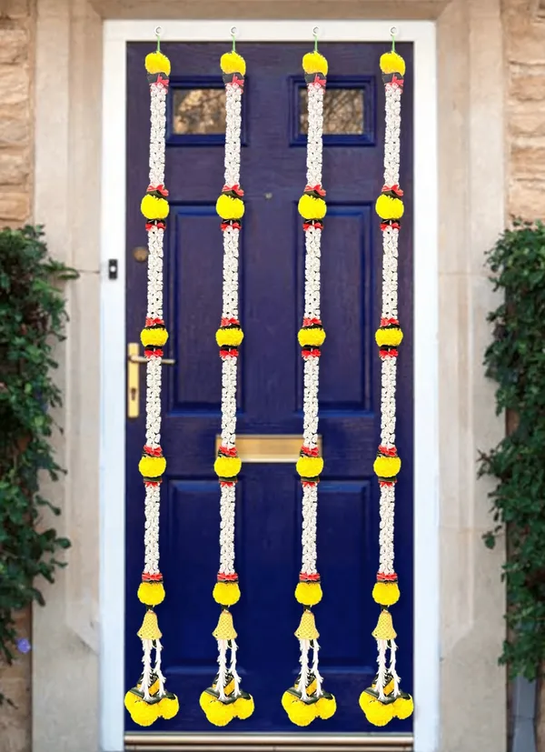 Yellow_&_Red_Artificial_Marigold_Garland_Pack_Of_4