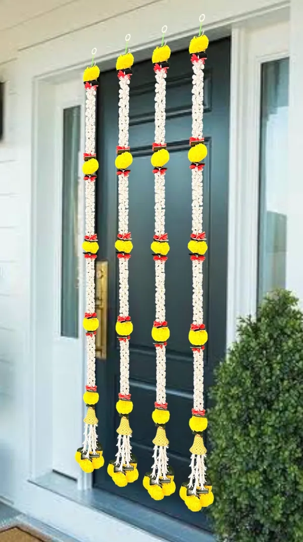 Yellow_&_Red_Artificial_Marigold_Garland_Pack_Of_4