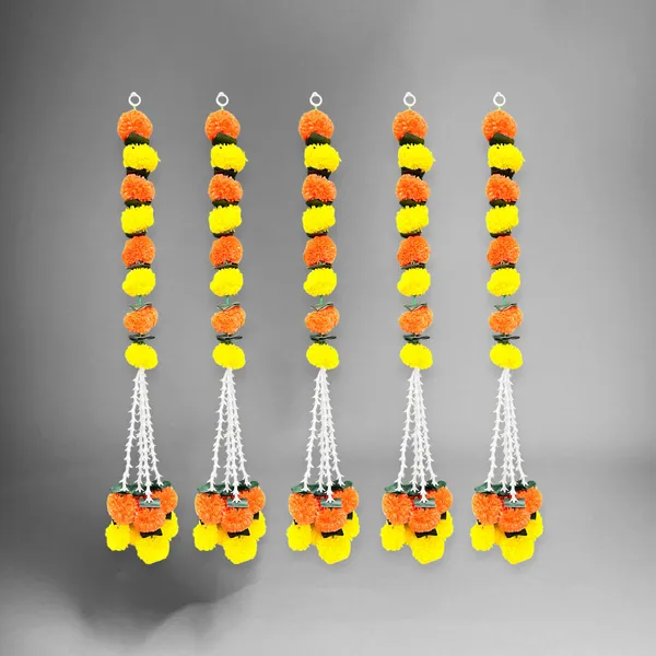 Yellow_&_Red_Artificial_Marigold_Garland_Pack_Of_5