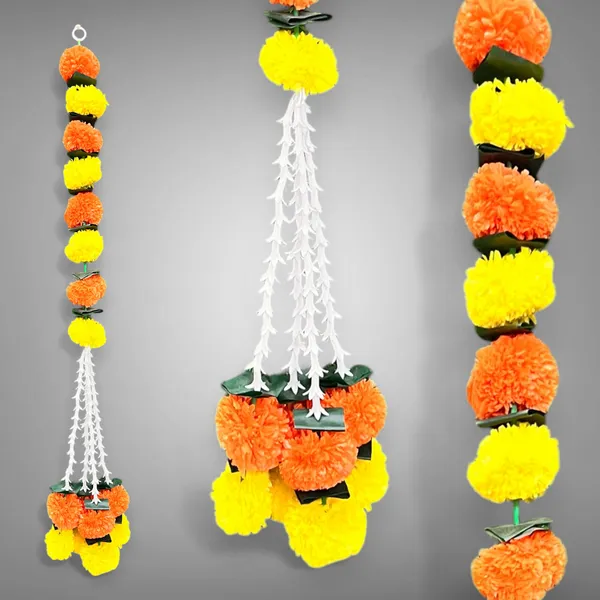 Yellow_&_Red_Artificial_Marigold_Garland_Pack_Of_5