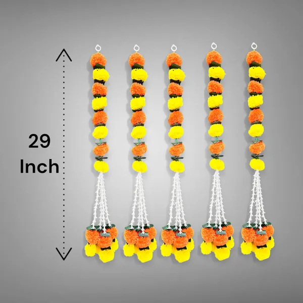 Yellow_&_Red_Artificial_Marigold_Garland_Pack_Of_5