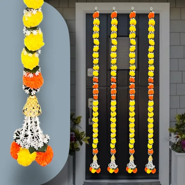 Yellow_&_Mango_Artificial_Marigold_Garland_Pack_Of_2