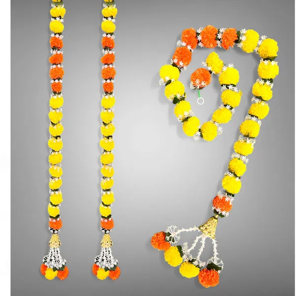 Yellow_&_Mango_Artificial_Marigold_Garland_Pack_Of_2