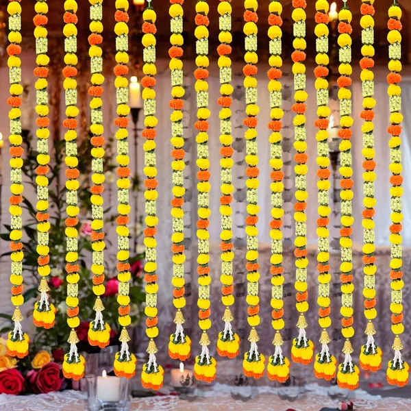 Yellow_&_Mango_Artificial_Marigold_Garland_Pack_Of_4