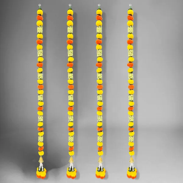 Yellow_&_Mango_Artificial_Marigold_Garland_Pack_Of_4