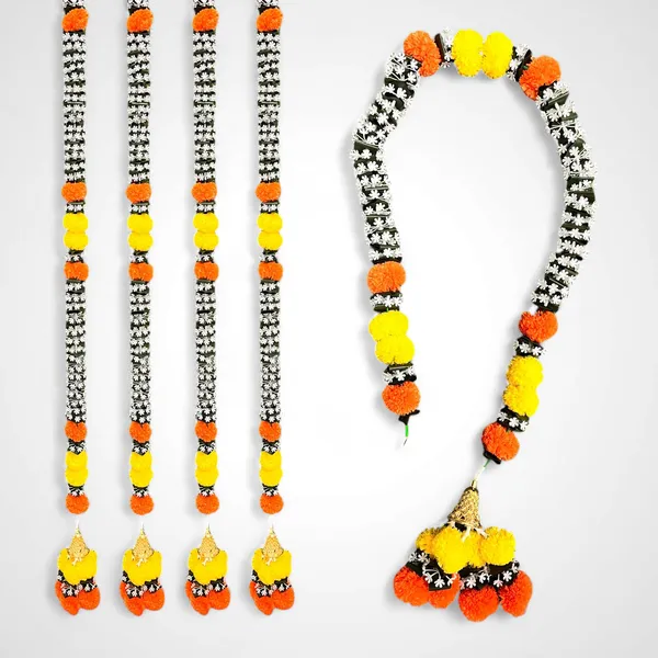 Yellow_&_Mango_Artificial_Marigold_Garland_Pack_Of_4