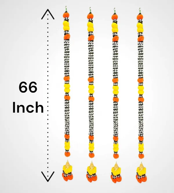 Yellow_&_Mango_Artificial_Marigold_Garland_Pack_Of_4