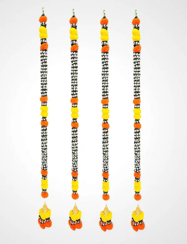 Yellow_&_Mango_Artificial_Marigold_Garland_Pack_Of_4