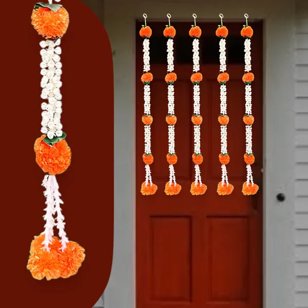 Orange_&_White_Artificial_Marigold_Garland_Pack_Of_5