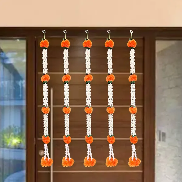 Orange_&_White_Artificial_Marigold_Garland_Pack_Of_5