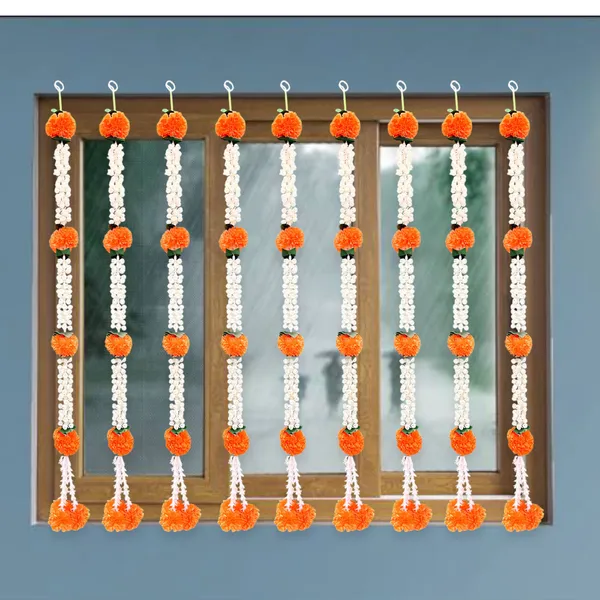 Orange_&_White_Artificial_Marigold_Garland_Pack_Of_5