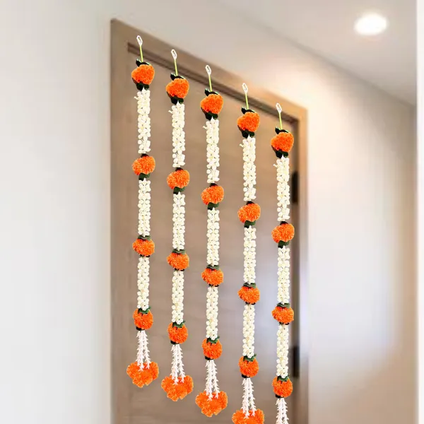 Orange_&_White_Artificial_Marigold_Garland_Pack_Of_5
