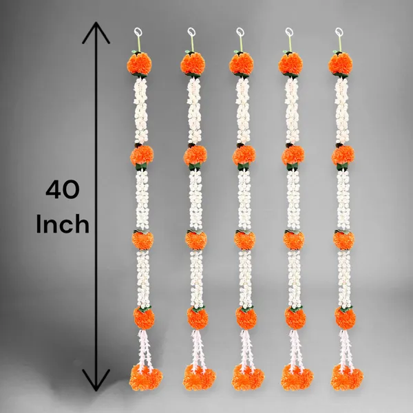 Orange_&_White_Artificial_Marigold_Garland_Pack_Of_5