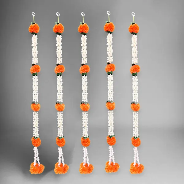 Orange_&_White_Artificial_Marigold_Garland_Pack_Of_5