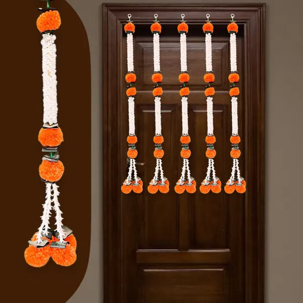 Orange_&_White_Artificial_Marigold_Garland_Pack_Of_5