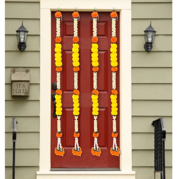 Yellow_&_Mango_Artificial_Marigold_Garland_Pack_Of_2