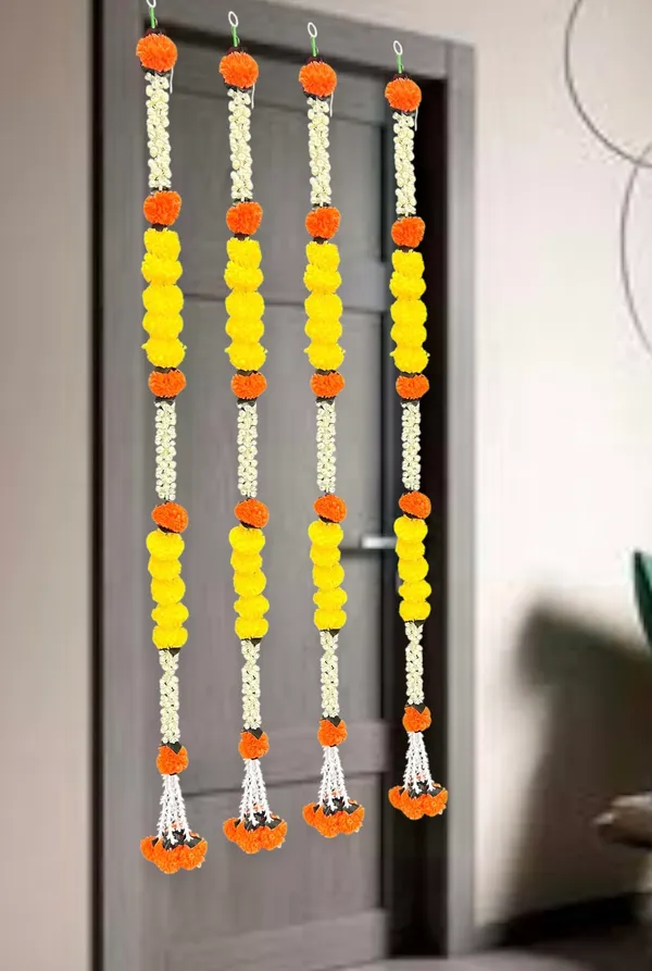 Yellow_&_Mango_Artificial_Marigold_Garland_Pack_Of_2