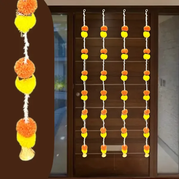 Yellow_&_Mango_Artificial_Marigold_Garland_Pack_Of_5