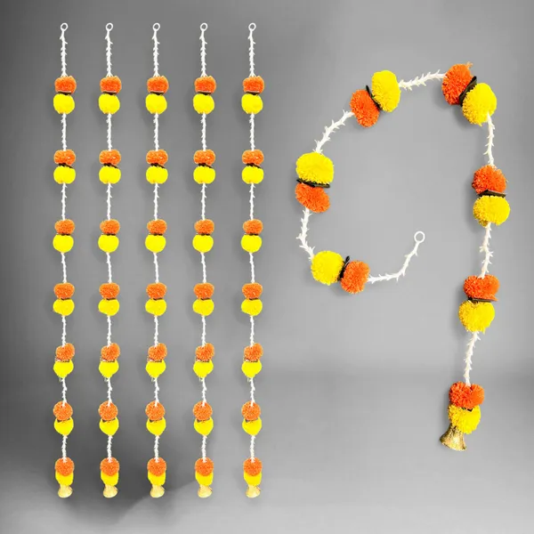 Yellow_&_Mango_Artificial_Marigold_Garland_Pack_Of_5