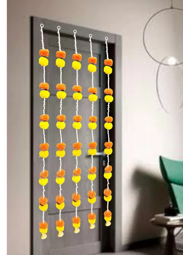 Yellow_&_Mango_Artificial_Marigold_Garland_Pack_Of_5