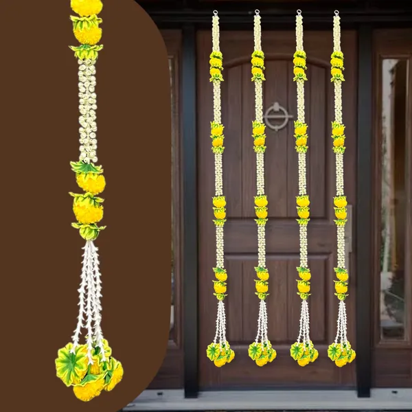 Yellow_&_Green_Artificial_Marigold_Garland_Pack_Of_2