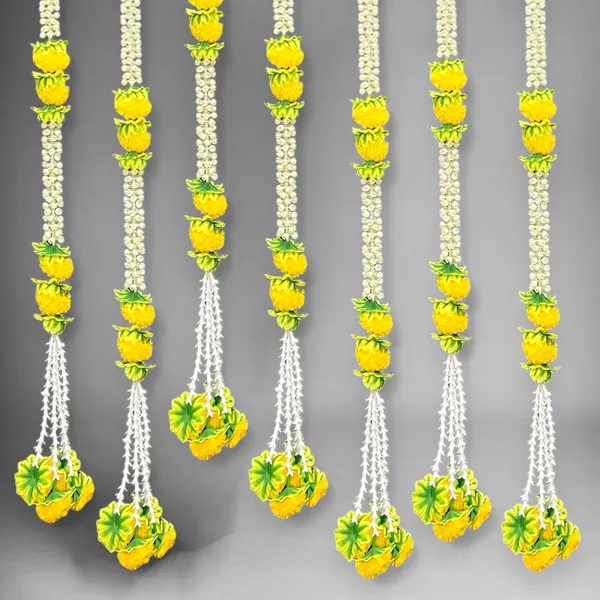 Yellow_&_Green_Artificial_Marigold_Garland_Pack_Of_2