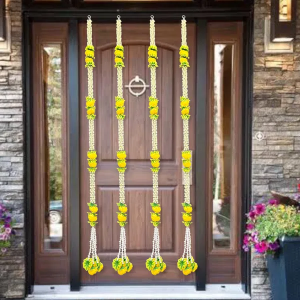 Yellow_&_Green_Artificial_Marigold_Garland_Pack_Of_2