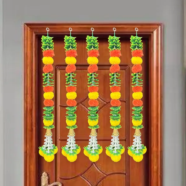 Yellow_&_Mango_Artificial_Marigold_Garland_Pack_Of_5