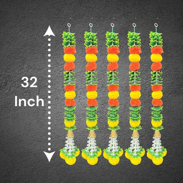 Yellow_&_Mango_Artificial_Marigold_Garland_Pack_Of_5